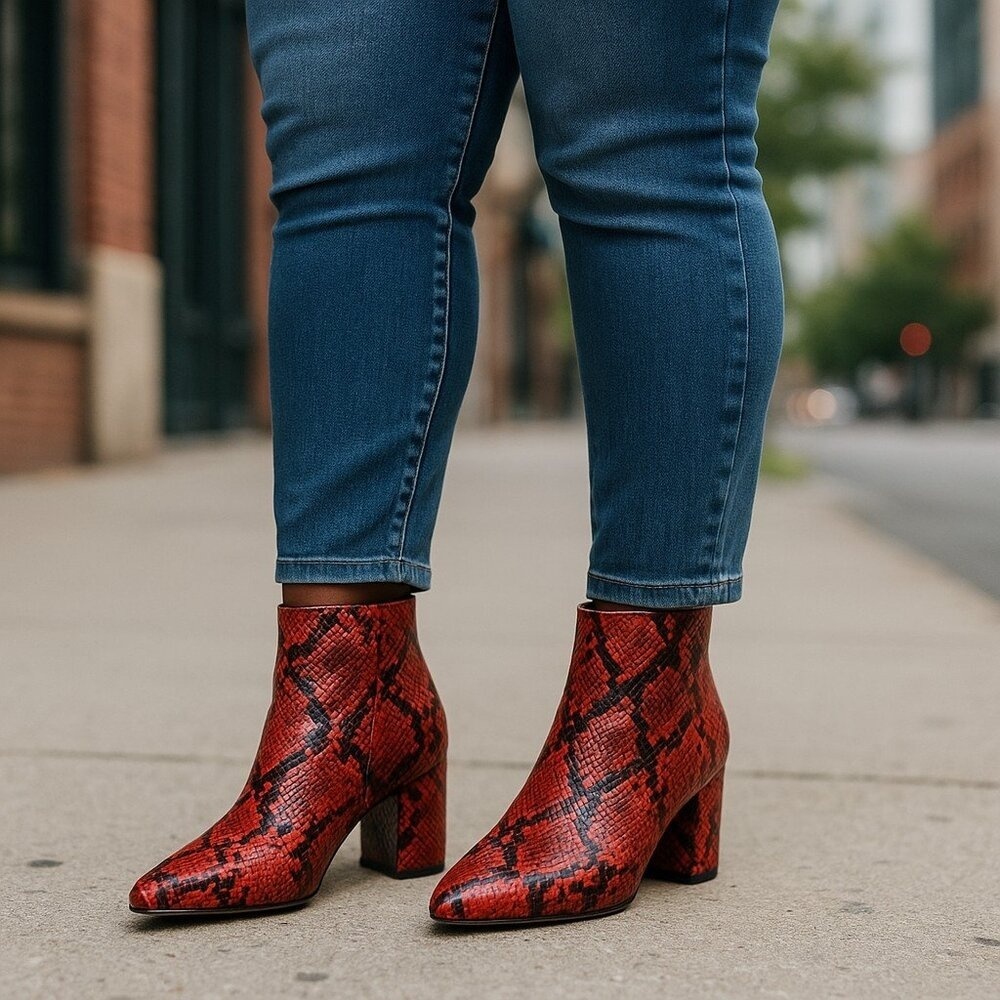 Bar Iii Red Snake Skin Print Pointed Toe Slip On … - image 2